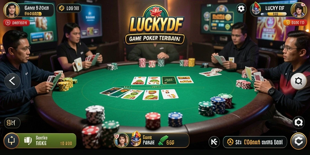 Tampilan gameplay Poker yang mendebarkan di LUCKYDF.