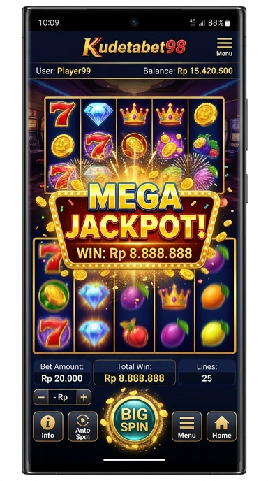 Tampilan utama aplikasi kudetabet98 dengan berbagai fitur menarik.